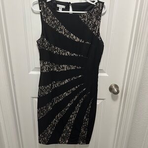 London Times Black and Cream Mini Dress